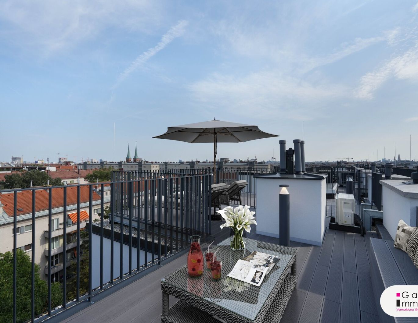 VIDEO: 360°-Ausblick auf Wien: Hochwertige 2-Zimmer-Wohnung mit Klima plus 2 private Dachterrassen!