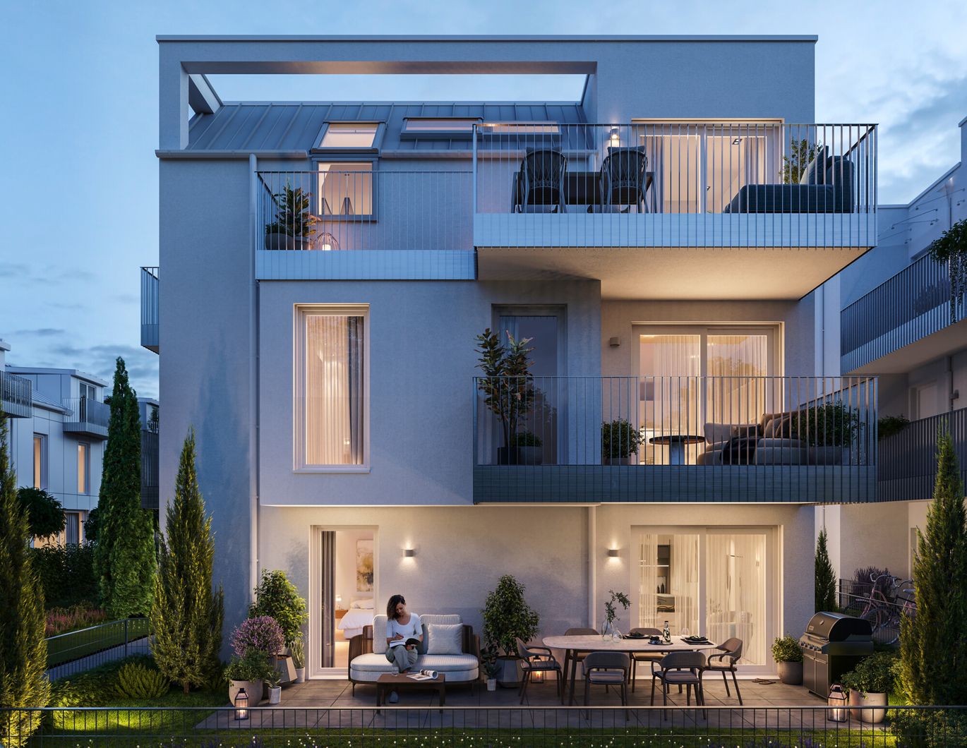 Sonnendeck: 50 m² DG-Apartment mit fast 12 m² Terrasse. Nähe Strandcafé Alte Donau