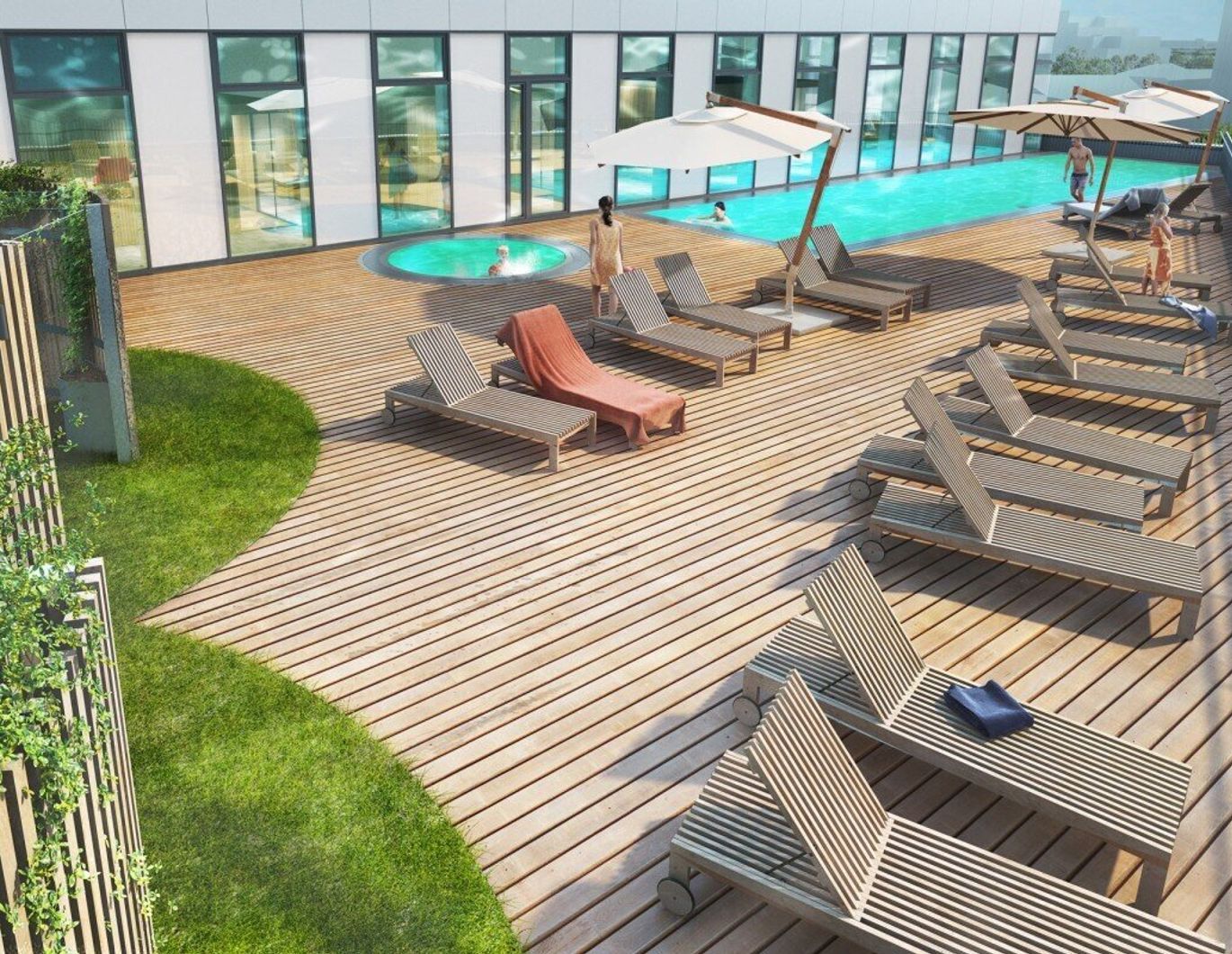 WEITBLICK garantiert: Modern möblierte 2-Zimmer-Wohnung mit Klima im One-Tower mit Pool und vielen Extras im Haus!