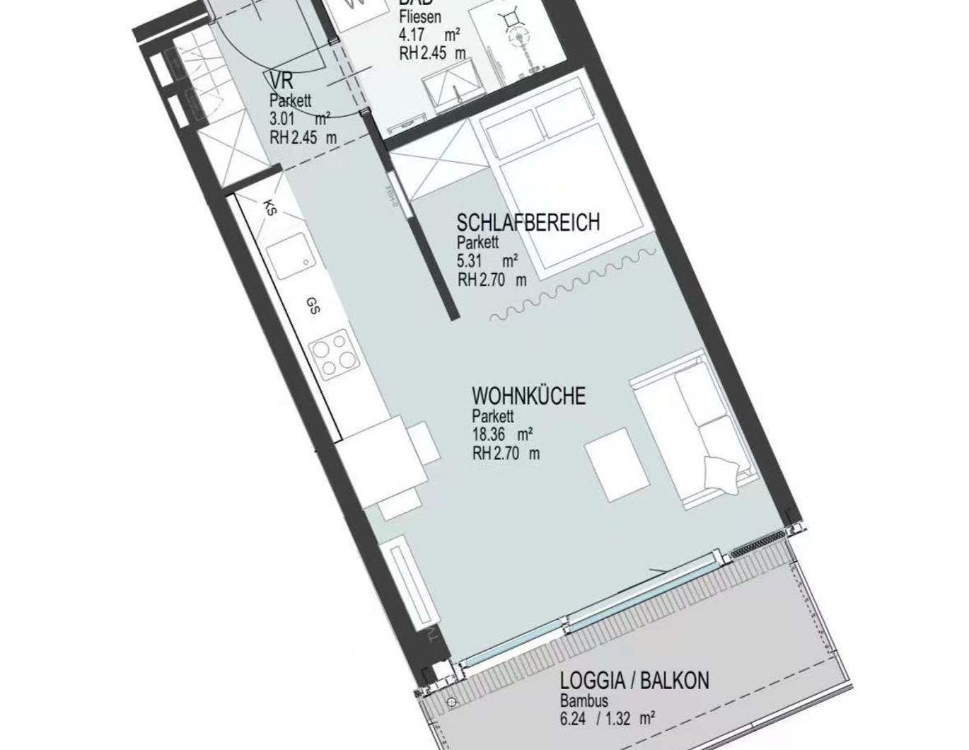 Modern 1-Room Apartment with Balcony near Donauinsel & UNO City (VIC)