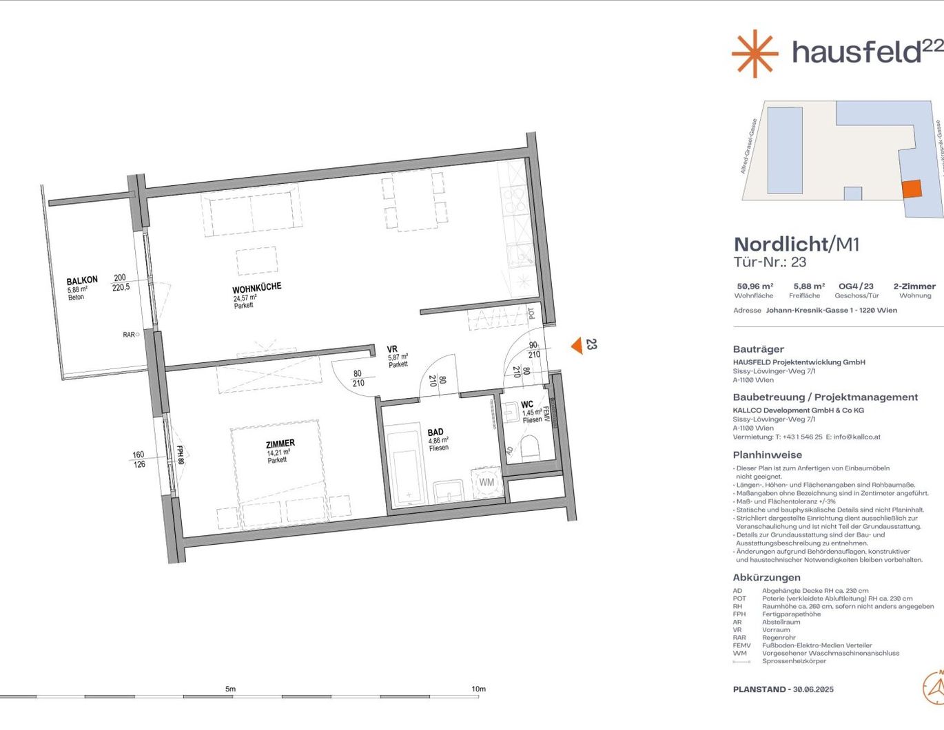 Unbefristete Neubau-Mietwohnung im Oberen Hausfeld | Termin online buchen: www.hausfeld22.at/nordlicht
