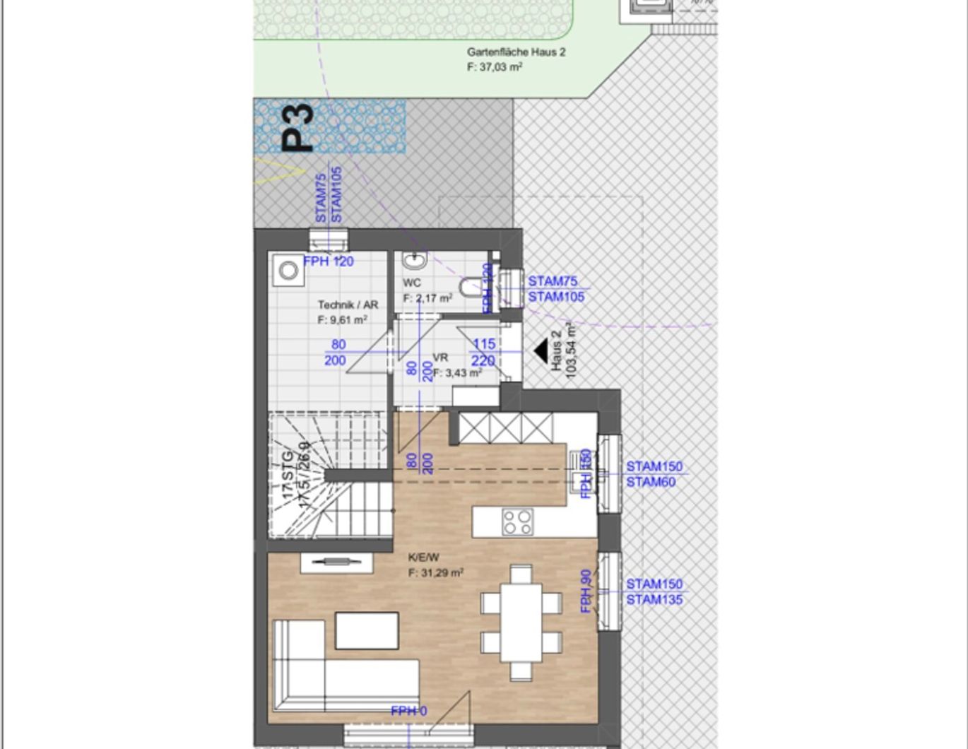 Ziegelmassive Doppelhaushälfte in Kagran - Haus 2