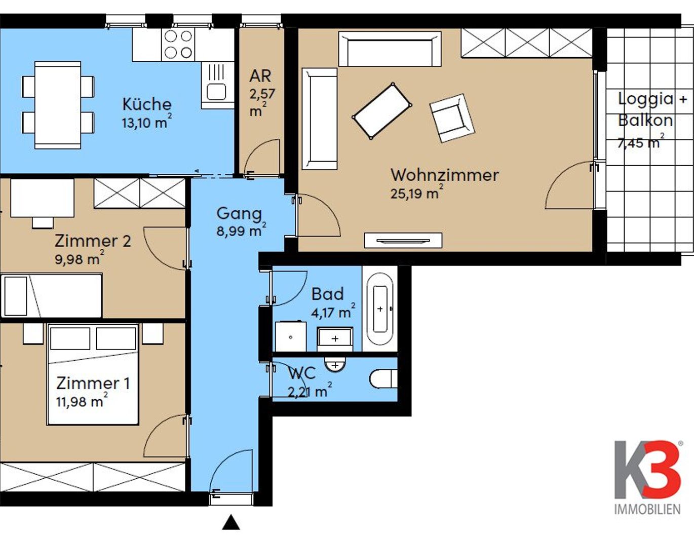 K3 - Sonnige Ruhelage - Anthering! gut geschnittene 3-Zimmerwohnung inklusive eigenem Parkplatz vor dem Haus!