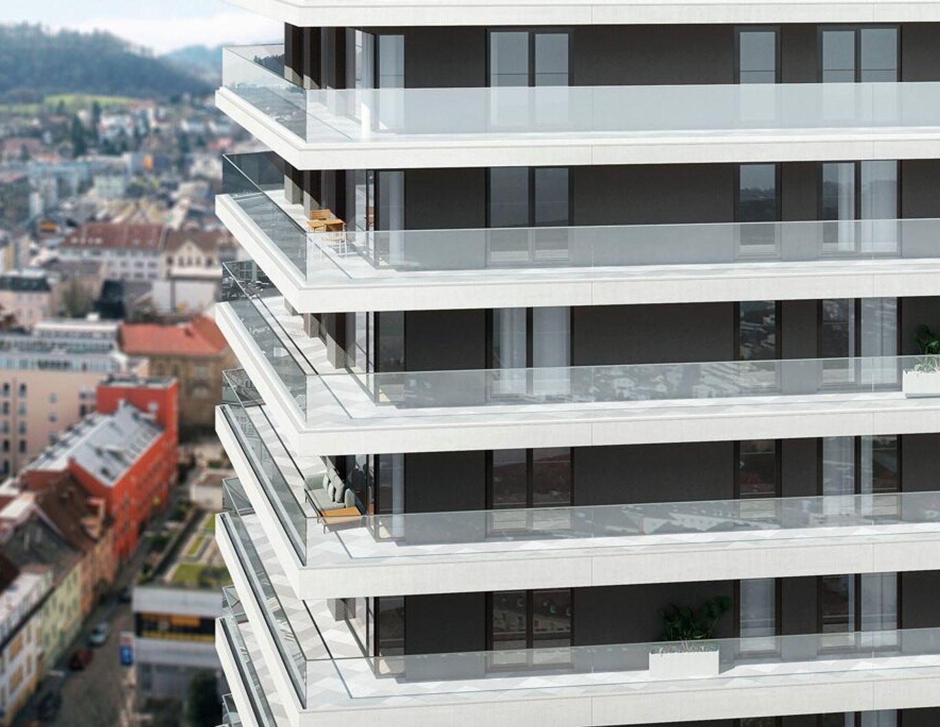 Vermietete 3-Zimmer Anlegerwohnung im Bruckner Tower mit spektakulärem Panoramablick