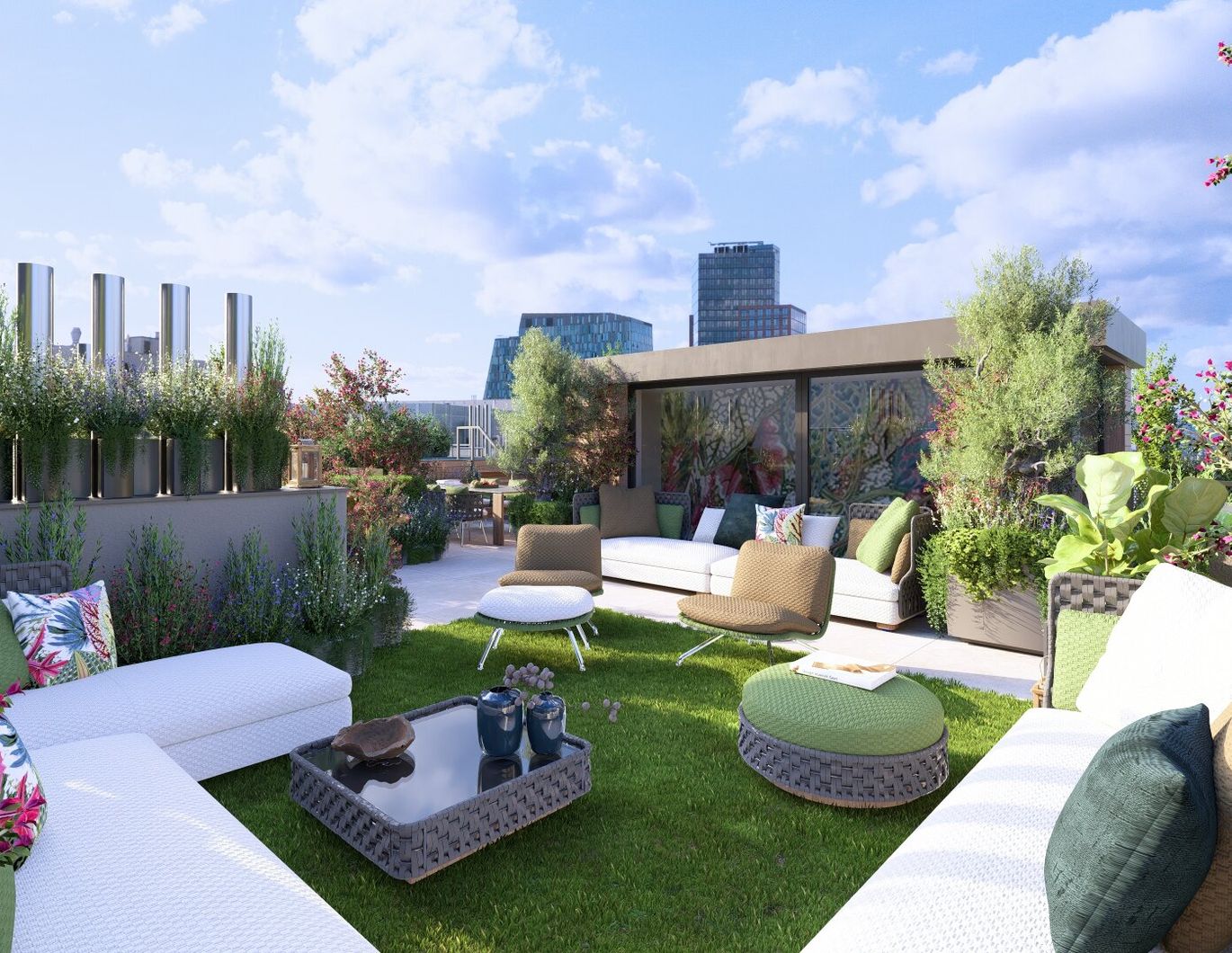 SPEKTAKULÄRES PENTHOUSE DER EXTRAKLASSE | Wintergarten mit aufklappbaren Fensterflächen | ca. 114 m² Dachterrasse mit Pool-Option | Schlafzimmer hofseitig | 360°-Tour