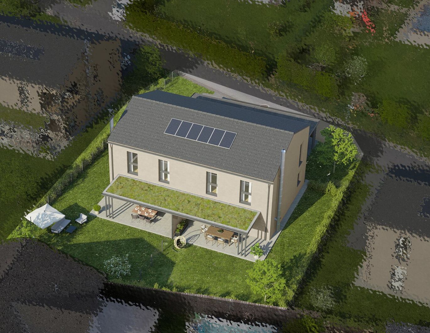 Schlüsselfertige Neubau- Doppelhaushälfte in sehr guter Lage mit Terrasse und Eigengarten sowie zwei eigene Carports