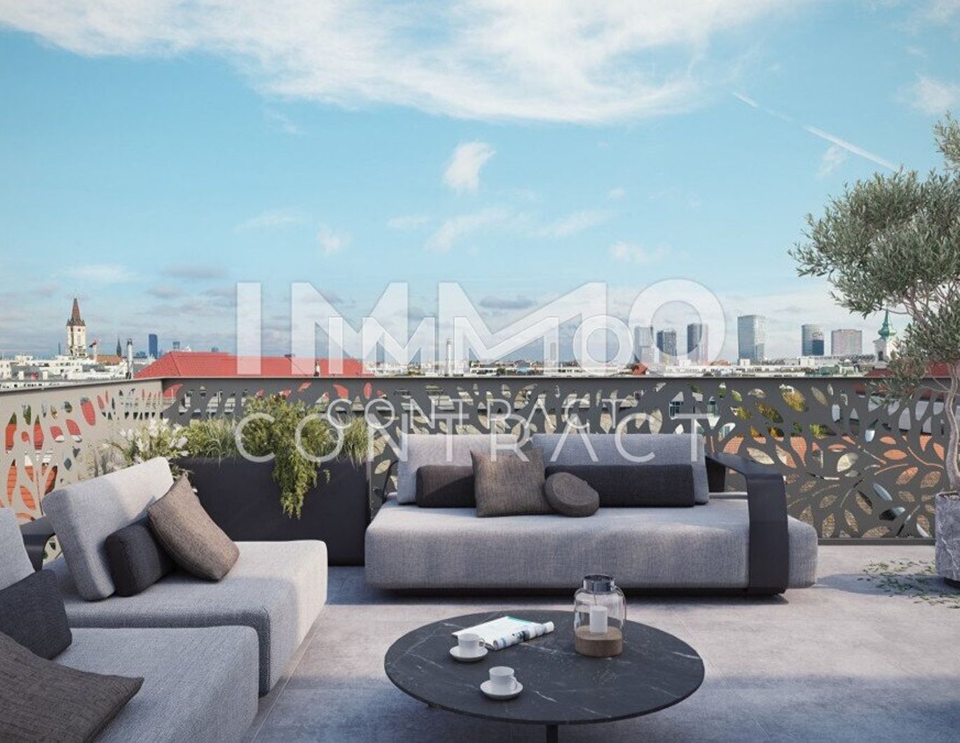 Außergewöhnliche Architektur im Neubau mit hohen Decken! 2 Terrassen auf Wohnebene! Provisionsfrei