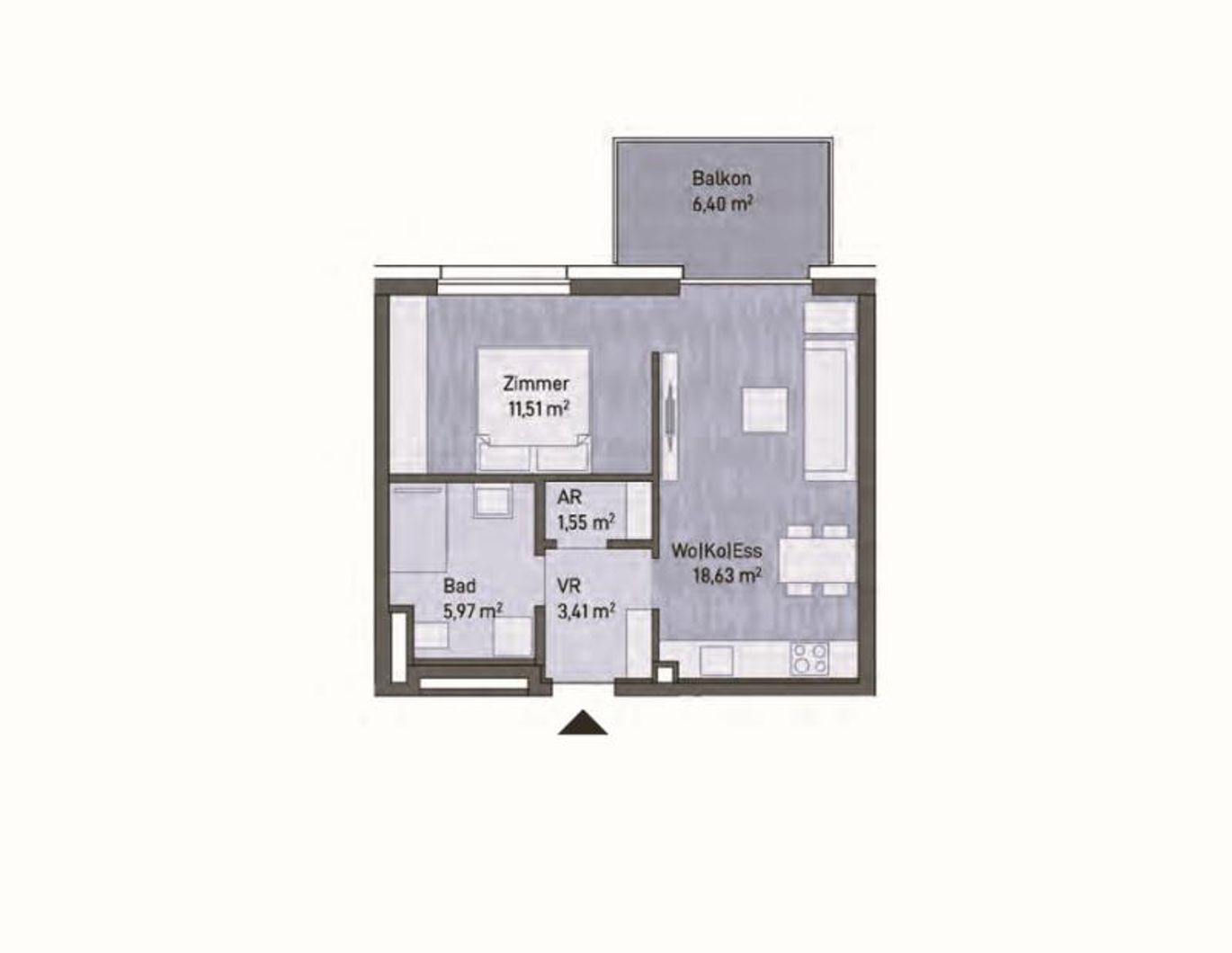Neubauprojekt: Exklusive Anlegerwohnung (41m²) mit Balkon in Graz, Gries!