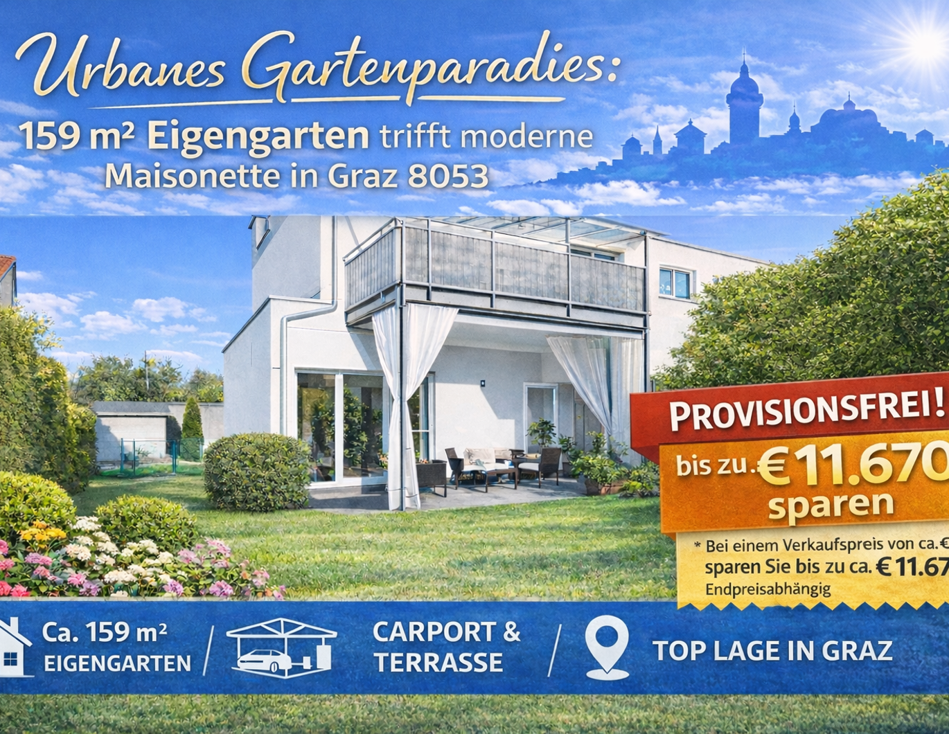 Maisonette mit Hausgefühl - 159 m² Eigengarten in Graz 8053 (provisionsfrei)