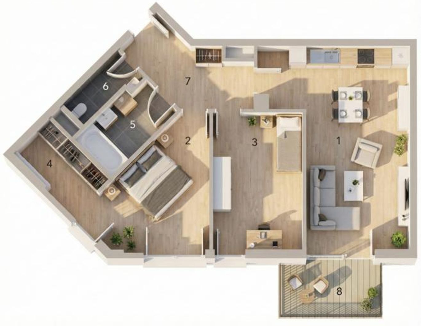 Moderne Neubauwohnung mit Balkon