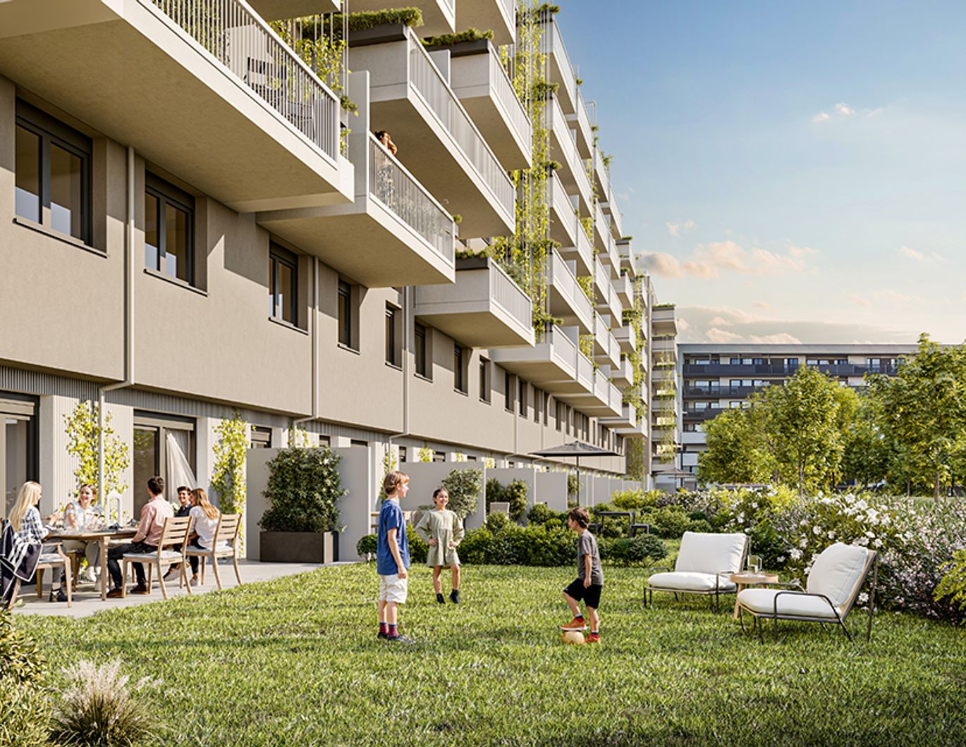 Eck-Dachwohnung mit 5 Zimmern, südseitig mit riesiger 37 m² Aussichts-Terrasse auf einer Ebene