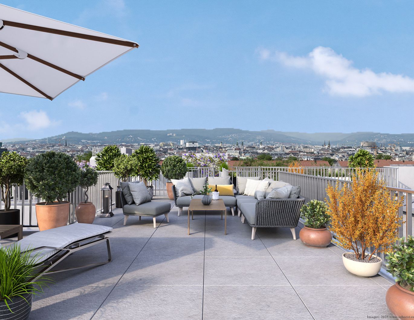 TOPLAGE NÄHE KUTSCHKERMARKT | EXKLUSIVE DACHGESCHOSSWOHNUNG | TERRASSE | 360° BLICK ÜBER WIEN | ERSTBEZUG