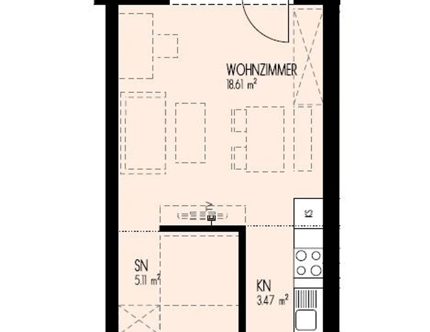 14. Stock! Singlewohnung mit großem Balkon & Sonnenaufgang