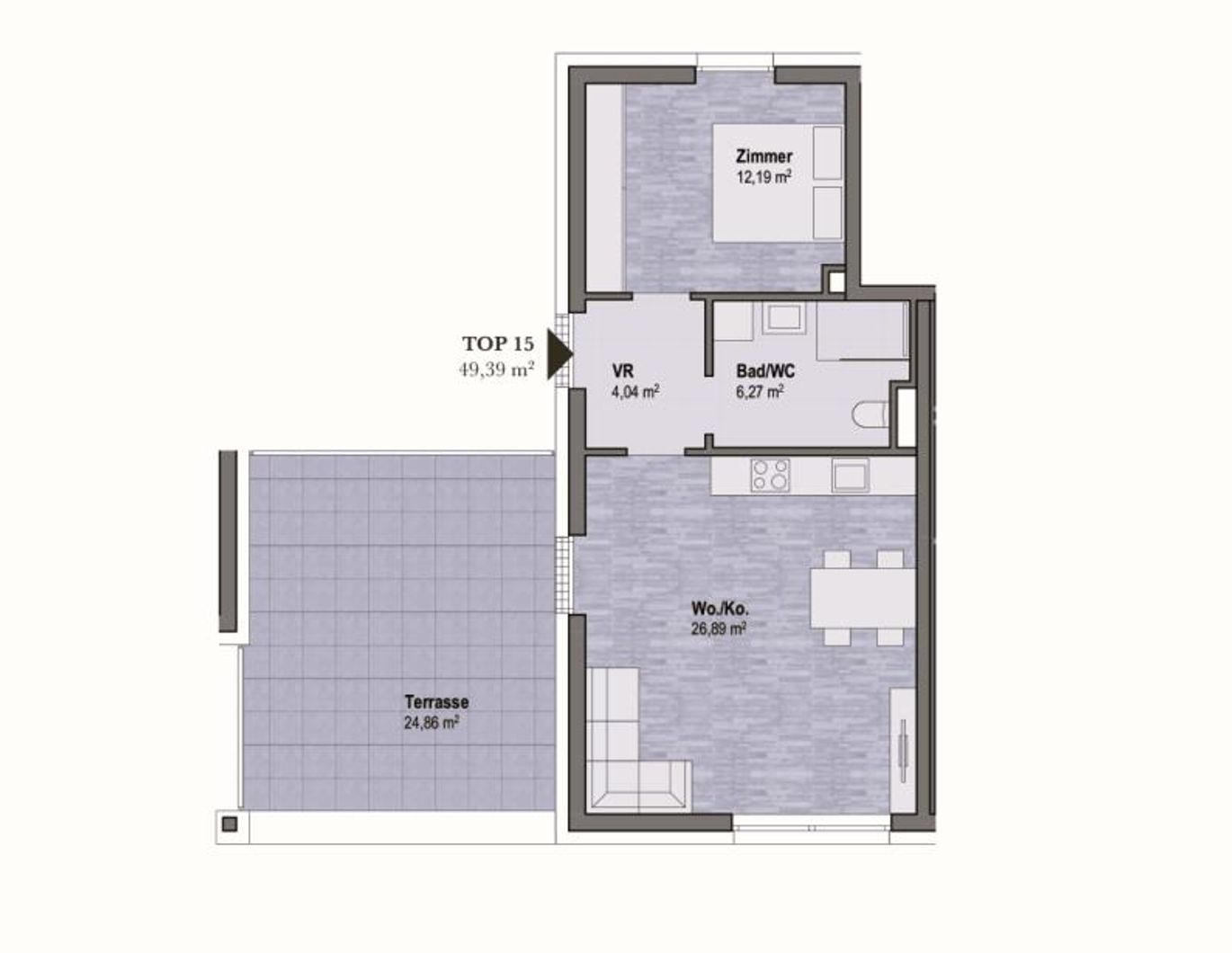 Wohnen in Graz Geidorf - Exklusive Eigentumswohnung (49m²) mit Terrasse in bester Lage! Provisionsfrei
