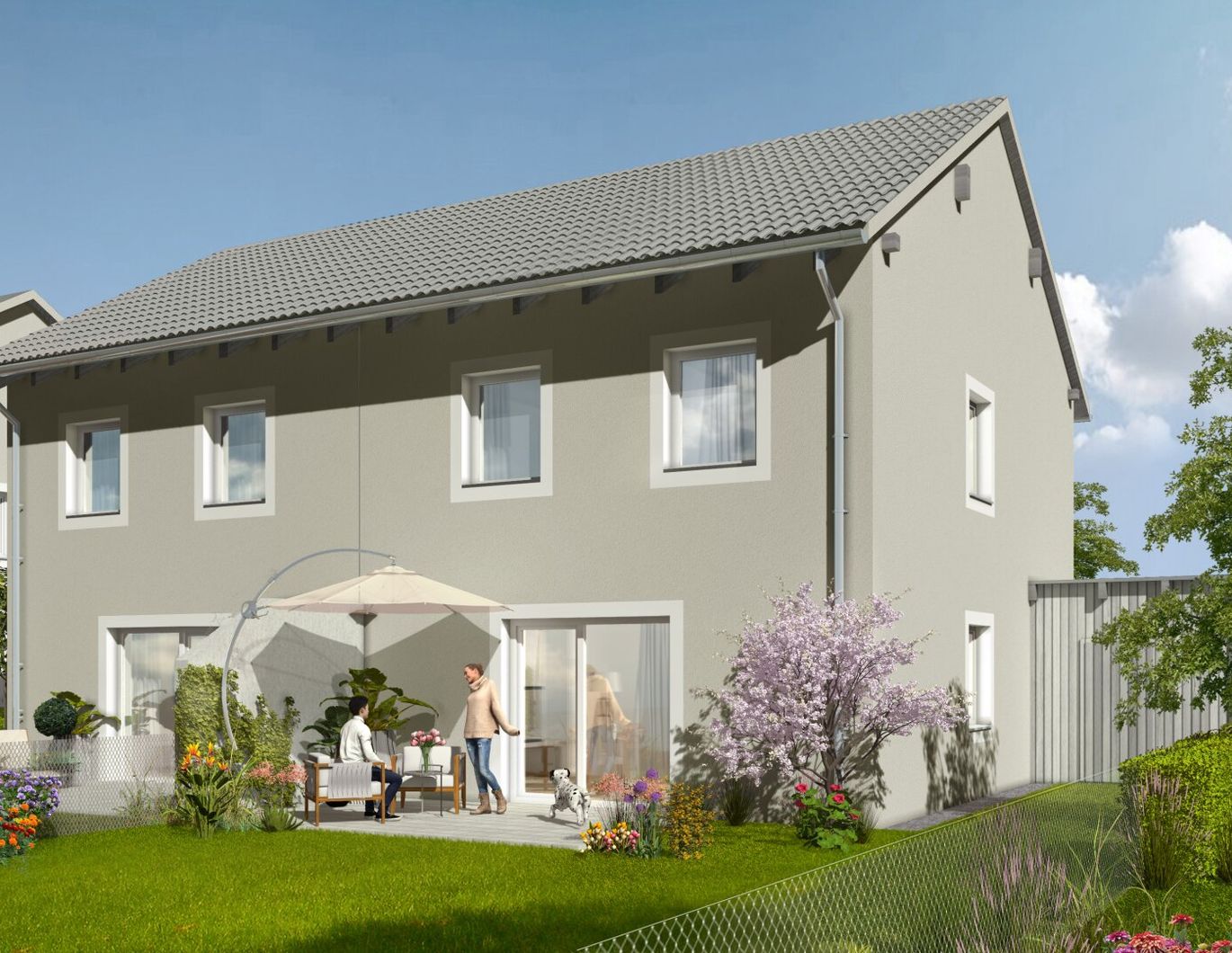 Doppelhaushälfte in Alkoven mit Doppelcarport