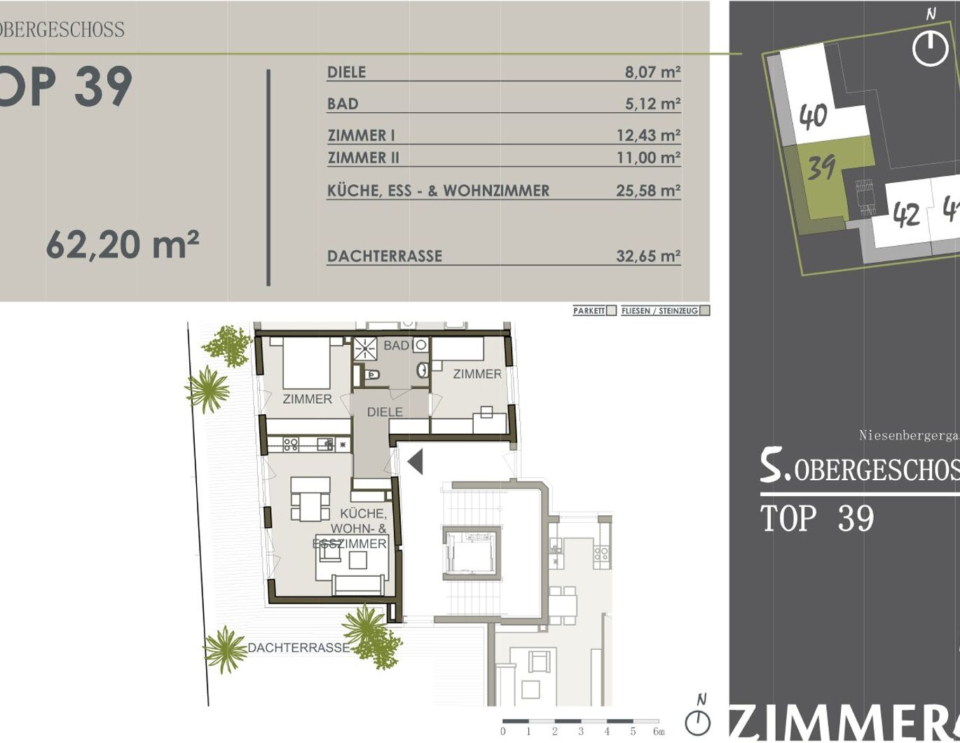 HERRLICHE Penthousewohnung mit 2 Schlafzimmern und 33m2 Dachterrasse in zentraler Lage