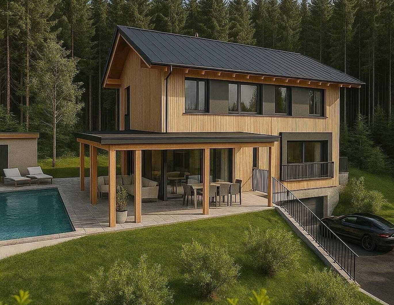 Traumhaftes Massivholz Einfamilienhaus Projekt in Hof - absolute Alleinlage