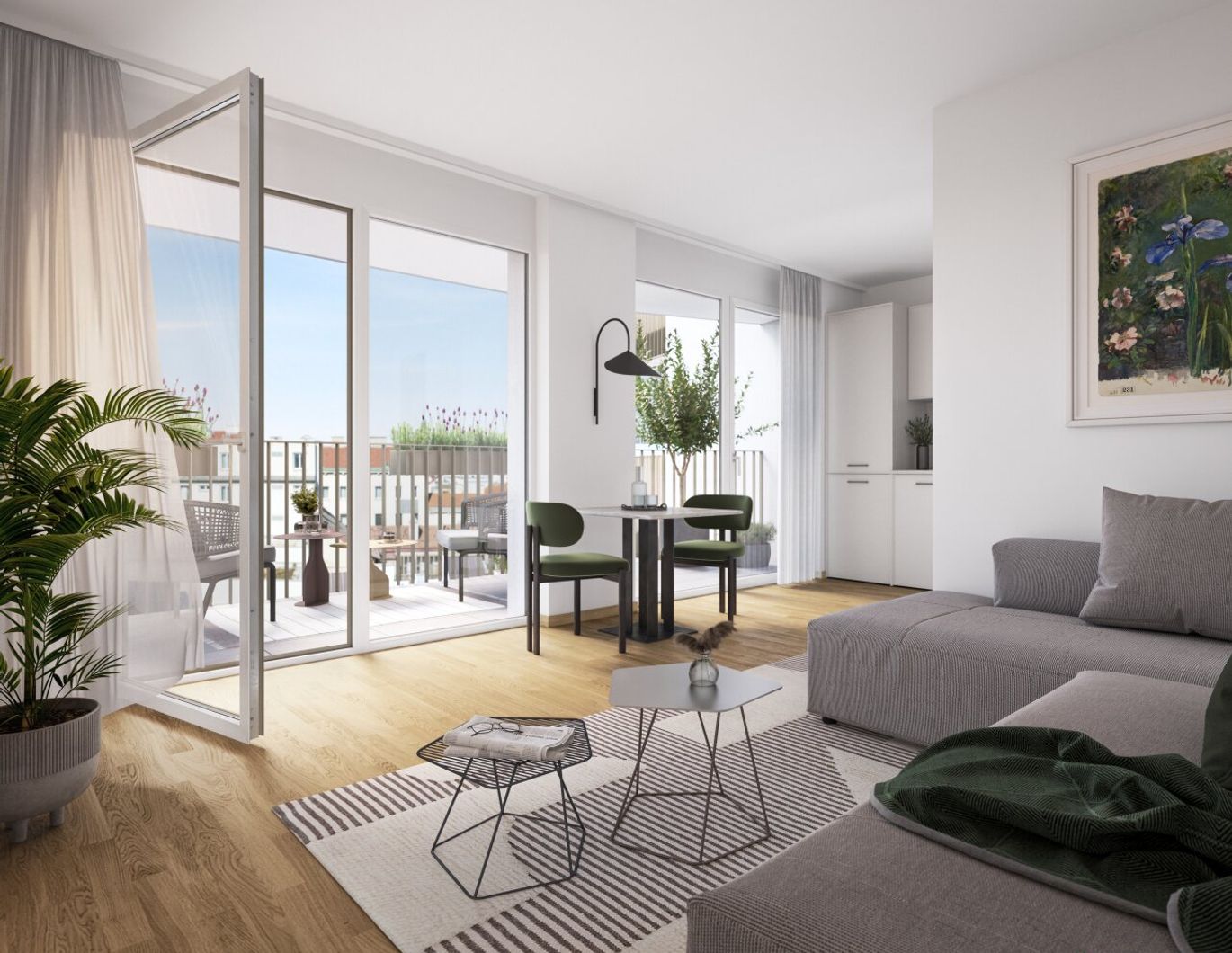 ERSTBEZUG mit Fernblick | Hofseitige 2-Zimmer Wohnung mit ca. 14 m² Balkon | Fernwärme | TG-Stellplatz optional | Nachhaltiges Wohnbauprojekt