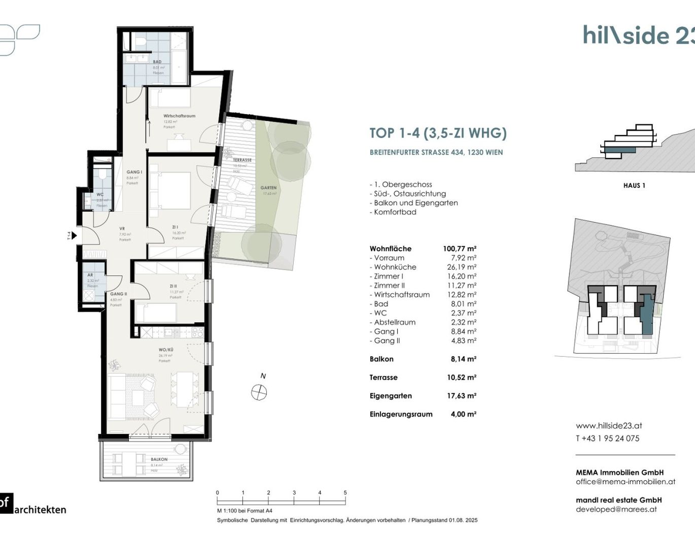 Gut geschnittene Gartenwohnung mit 3,5 Zimmer zu verkaufen!