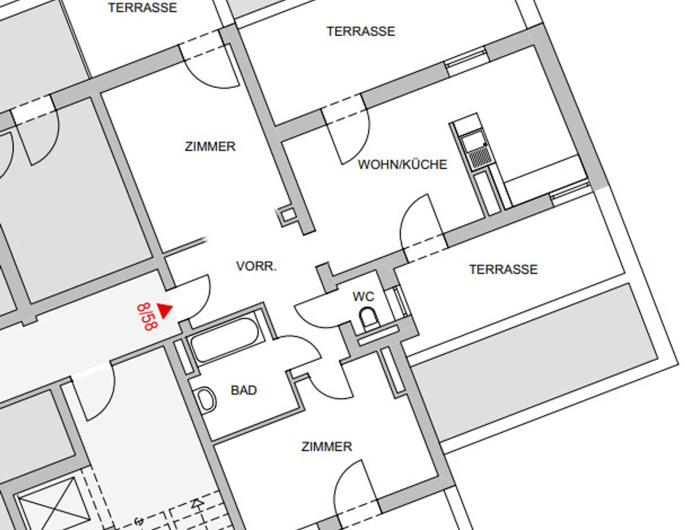 Zentral, aber ruhig gelegene 2,5-Zimmer Wohnung im 6.OG mit Terrassen - 8010 Graz - zu mieten