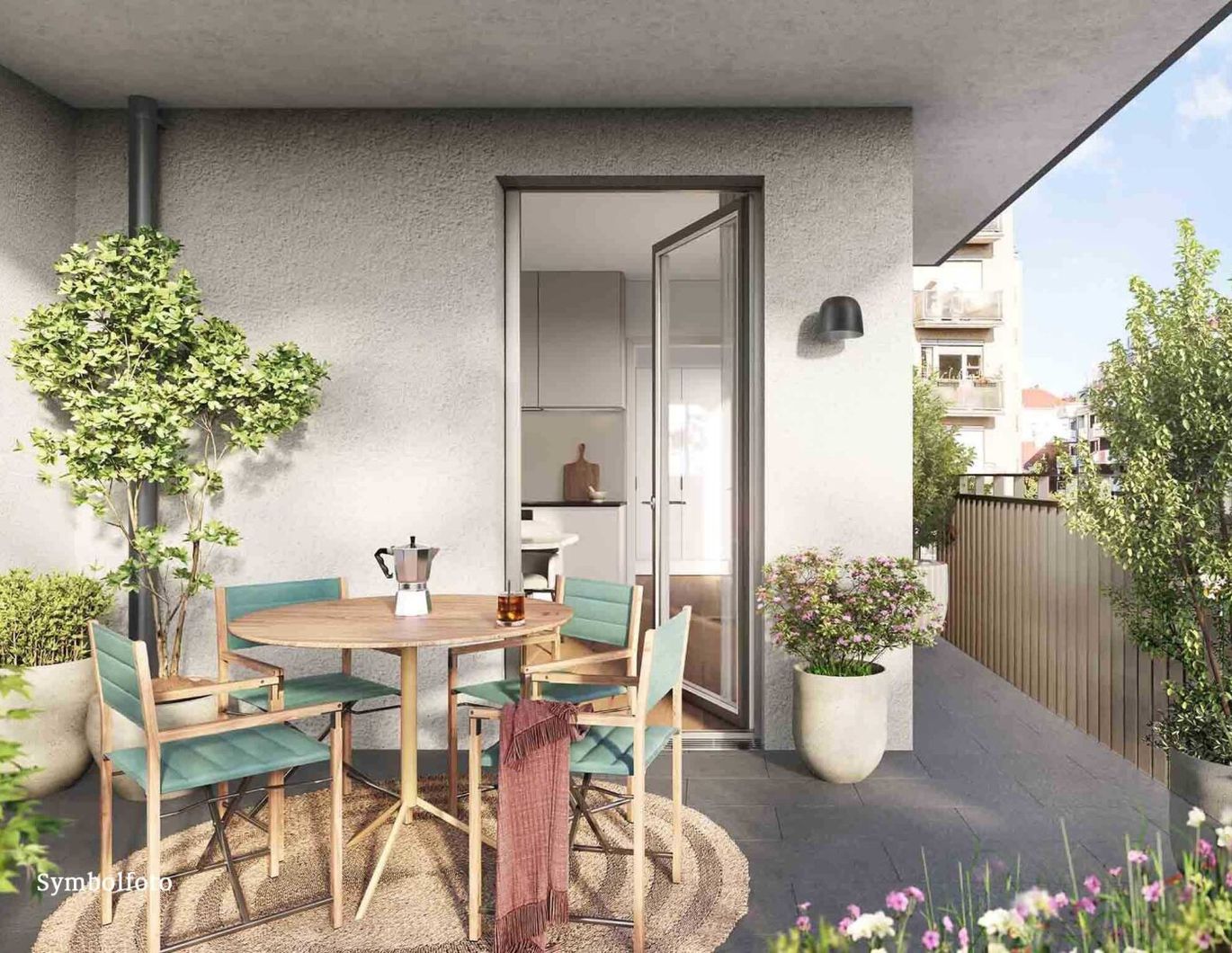 Abendliche Entspannung: 2 Zimmer mit West-Balkon & nachhaltiger Gebäudekühlung