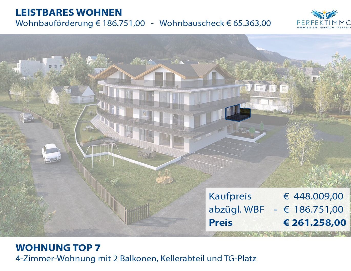 Top 07 mit WBF: Exklusive 4-Zimmer-Neubauwohnung mit 2 Balkonen
