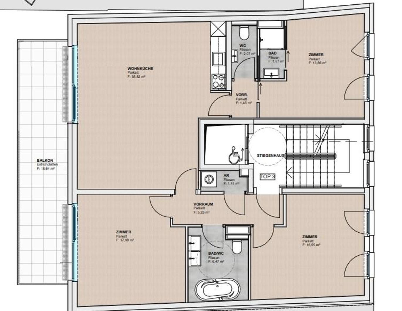 Erstbezug - moderne, sehr sonnige Neubauwohnung mit großzügiger Freifläche in Klosterneuburg