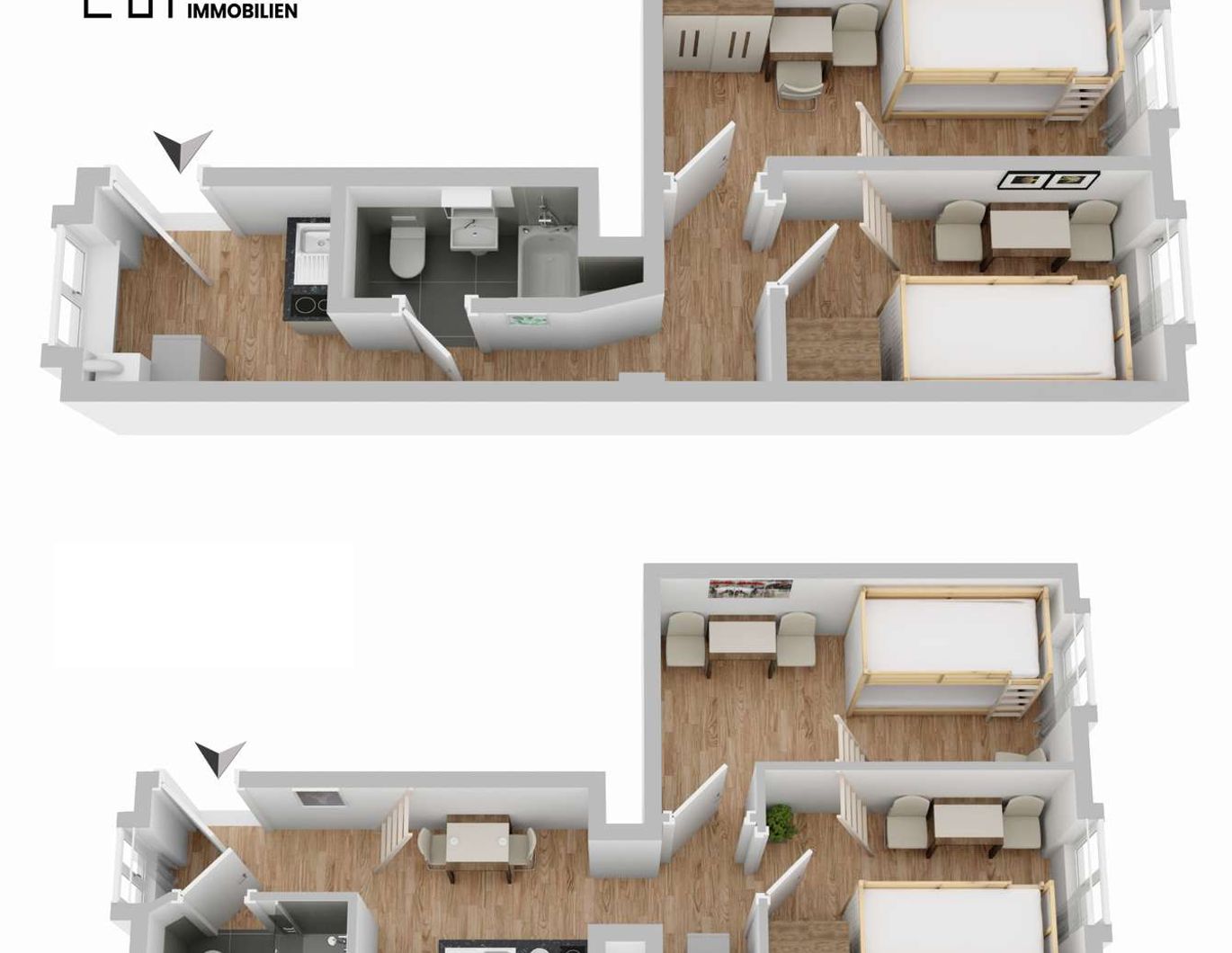 Wohnungspaket: Zwei übereinanderliegende Altbauwohnungen mit je 2 Zimmern in 1170