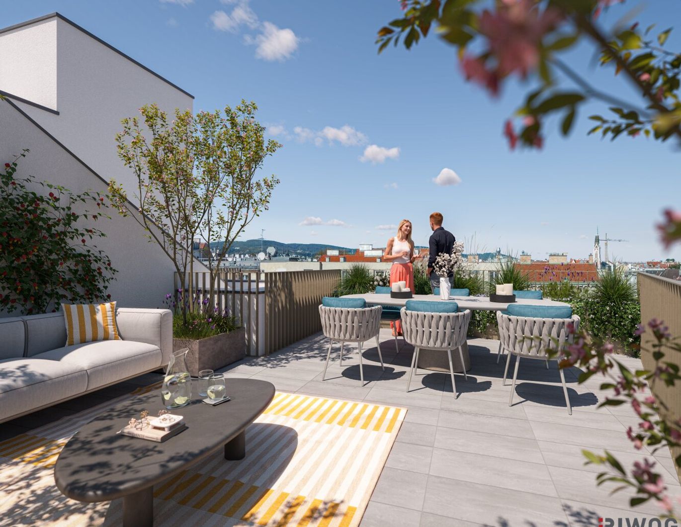 DG-ERSTBEZUG | Atemberaubender Fernblick | Dachterrasse | ca. 3 m Raumhöhe | Fernwärme & Klimaanlage | TG-Stellplatz optional | Nachhaltiges Wohnbauprojekt