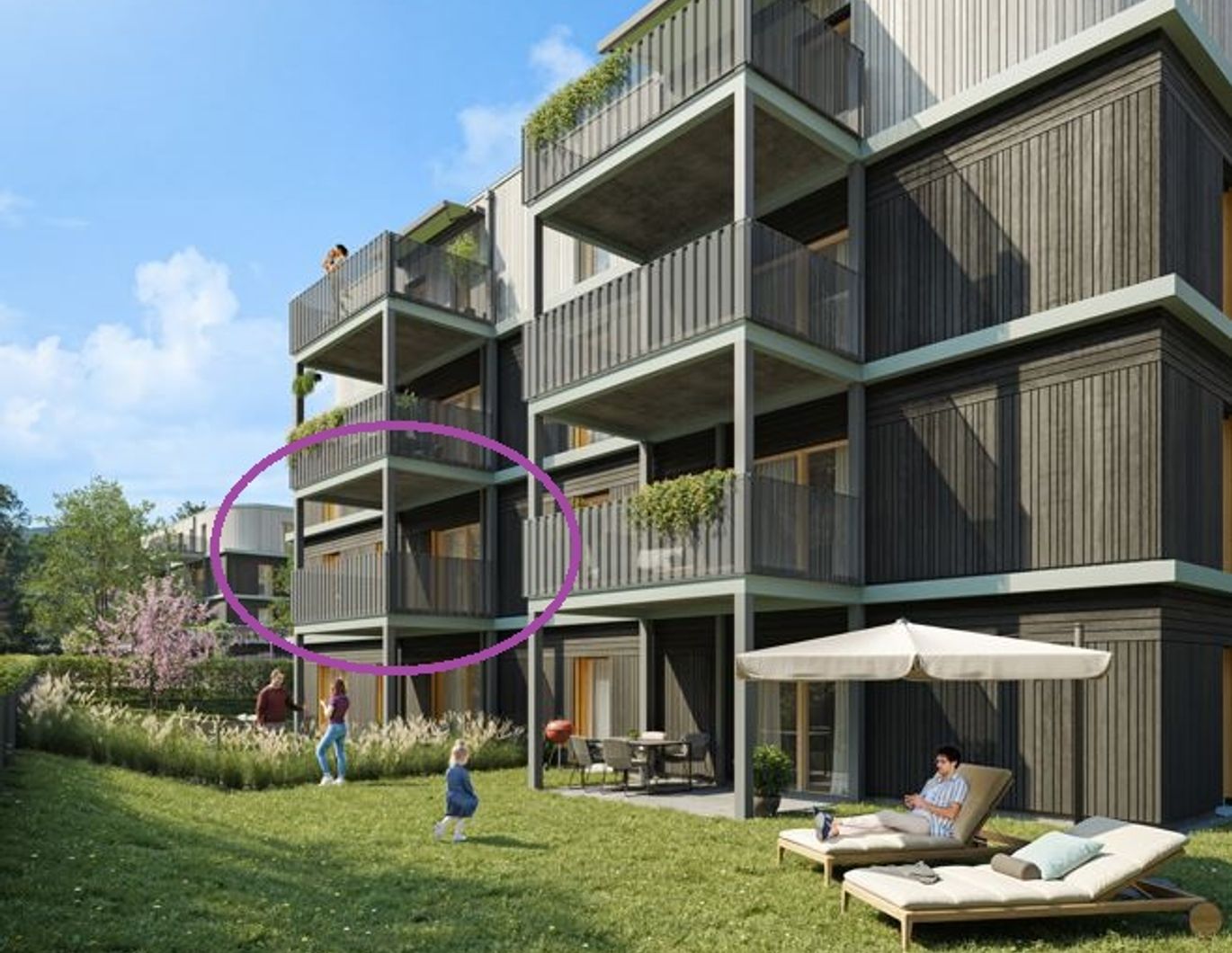 GRÜNE STADTVILLEN - 3 Zimmer mit Balkon - Holzbauweise | Ruhig - Sonnig - Grün | Provisionsfrei!
