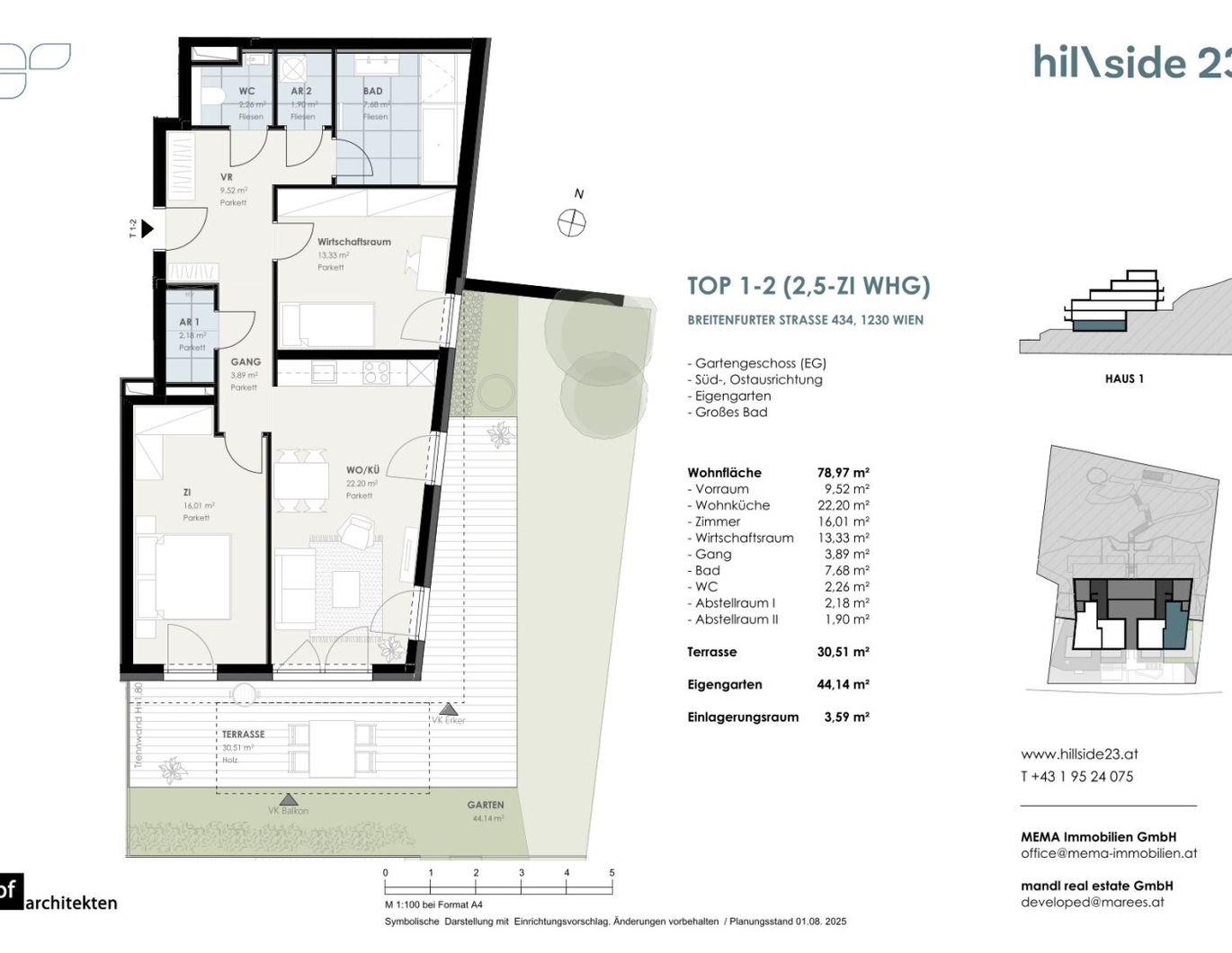 Geräumige Gartenwohnung mit 2,5 Zimmer zu verkaufen!