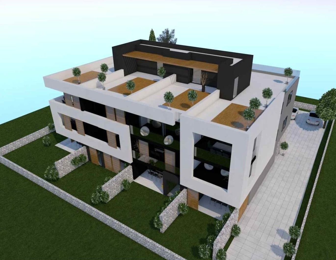 ZATON - Modernes 3-Zimmer-Gartenapartment (S1) - nur 100 m vom Meer entfernt!