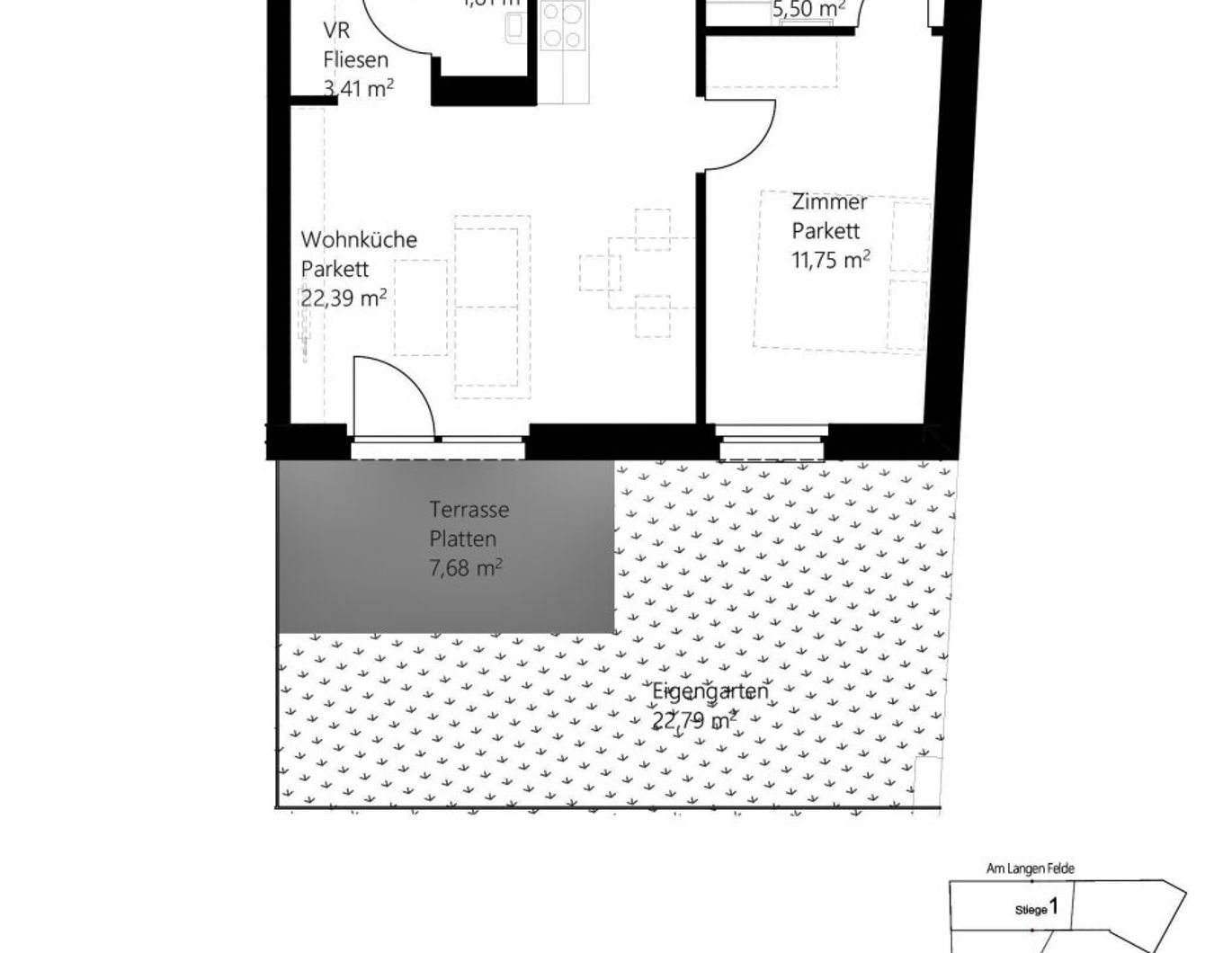 Neubau 2-Zimmer-Wohnung mit Eigengarten in 1220 Wien - Am Langen Felde 52