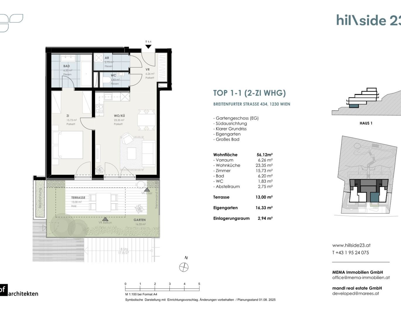 Hübsche 2-Zimmer-Wohnung mit Garten zu verkaufen!