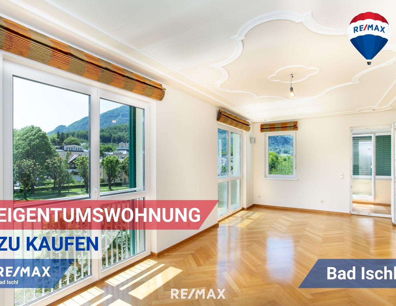Exklusives Wohnen im Herzen von Bad Ischl - Wunderschöne Eigentumswohnung am Traunfluss mit zwei Loggien, Atelier & Stellplatz im ebenerdigen Parkhaus