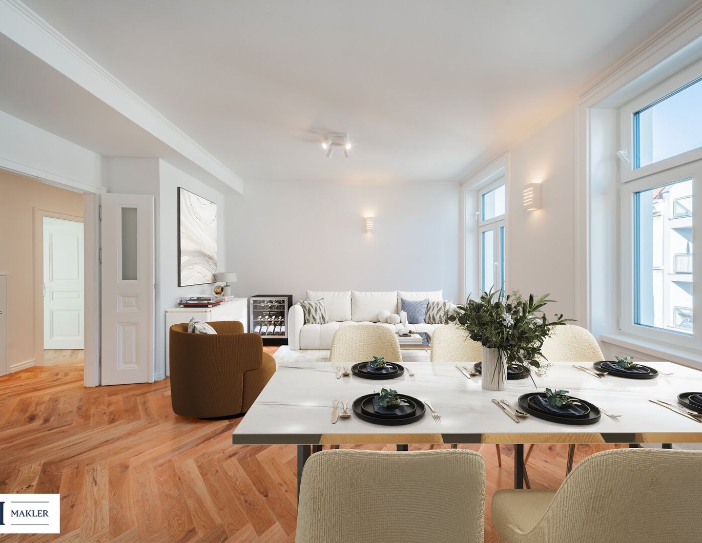 Optimal geschnittener 3-Zimmer-Erstbezug in generalsaniertem Stilaltbau