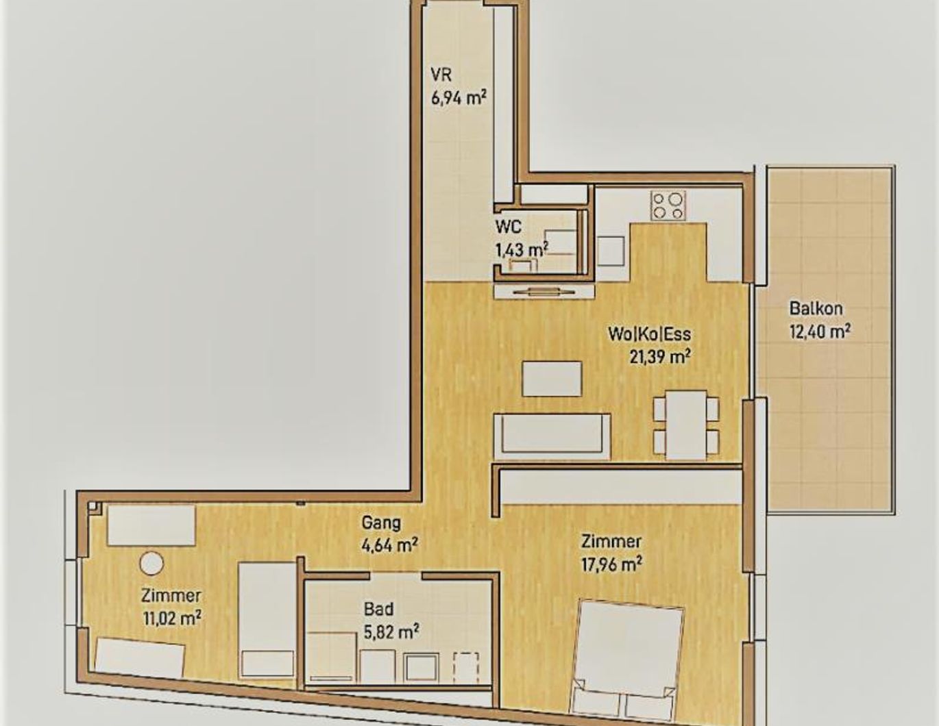 Wohnen in Graz, Eggenberg - Moderne Eigentumswohnung (69m²) mit Balkon! Provisionsfrei!