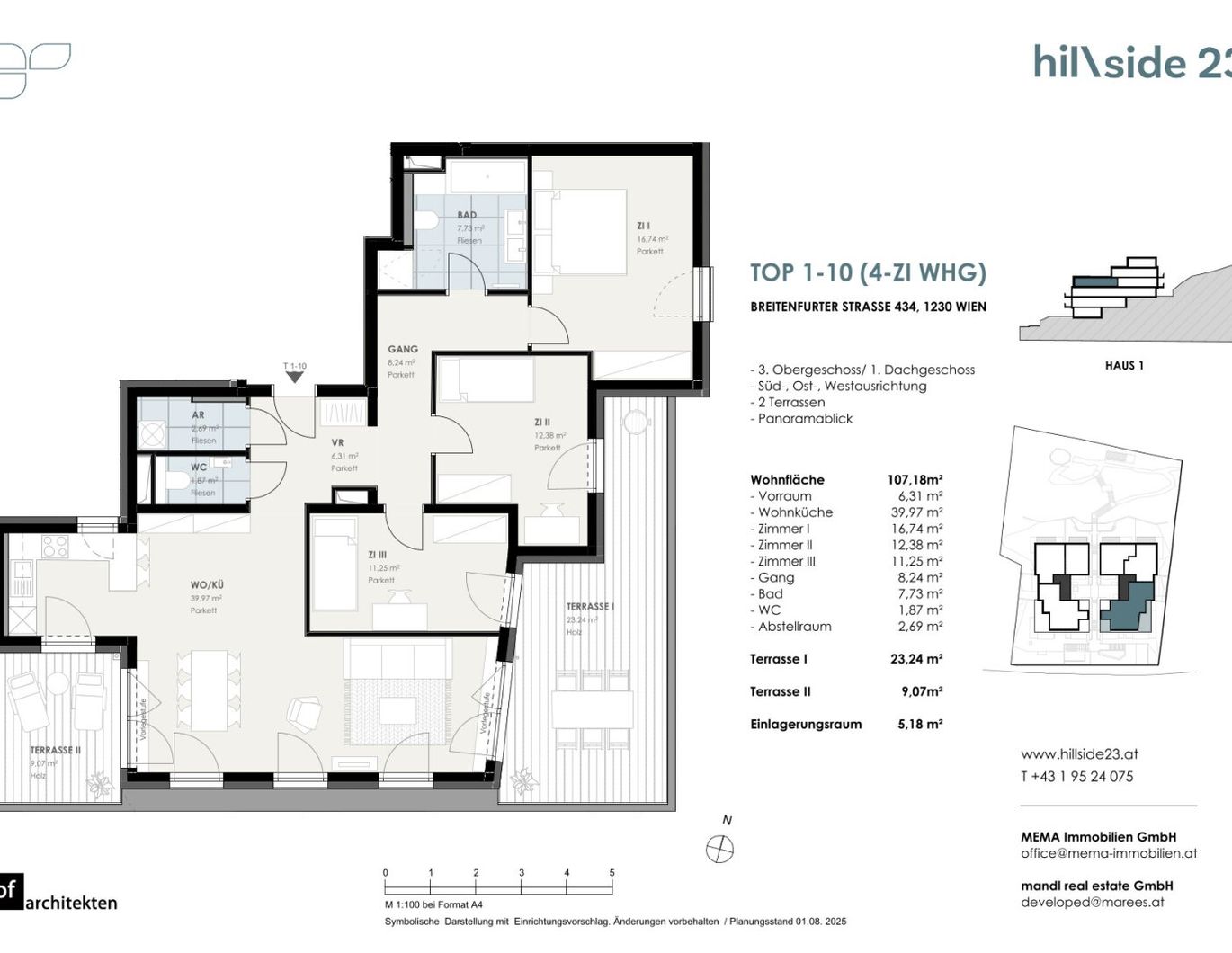 Außergewöhnliche 4-Zimmer-Dachgeschosswohnung mit 2 Terrasse zu verkaufen!