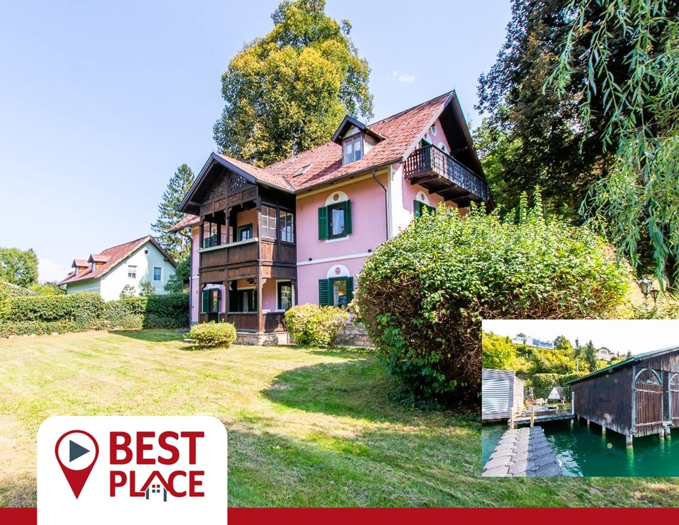 Sehnsuchtsort Wörthersee ! JUGENDSTILVILLA mit privatem Badestrand, Badehaus, Steg