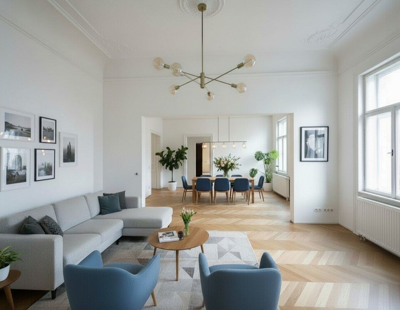 ERSTBEZUG NACH GENERALSANIERUNG: Einzigartige helle Altbauwohnung mit Stuckdecken in ruhiger Lage und einem kleinen Balkon