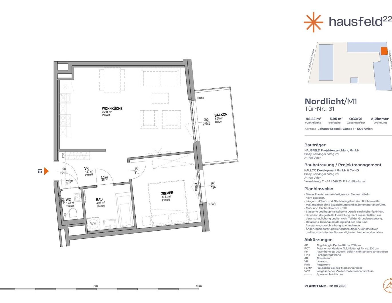 Unbefristete Neubau-Mietwohnung im Oberen Hausfeld | Termin online buchen: www.hausfeld22.at/nordlicht