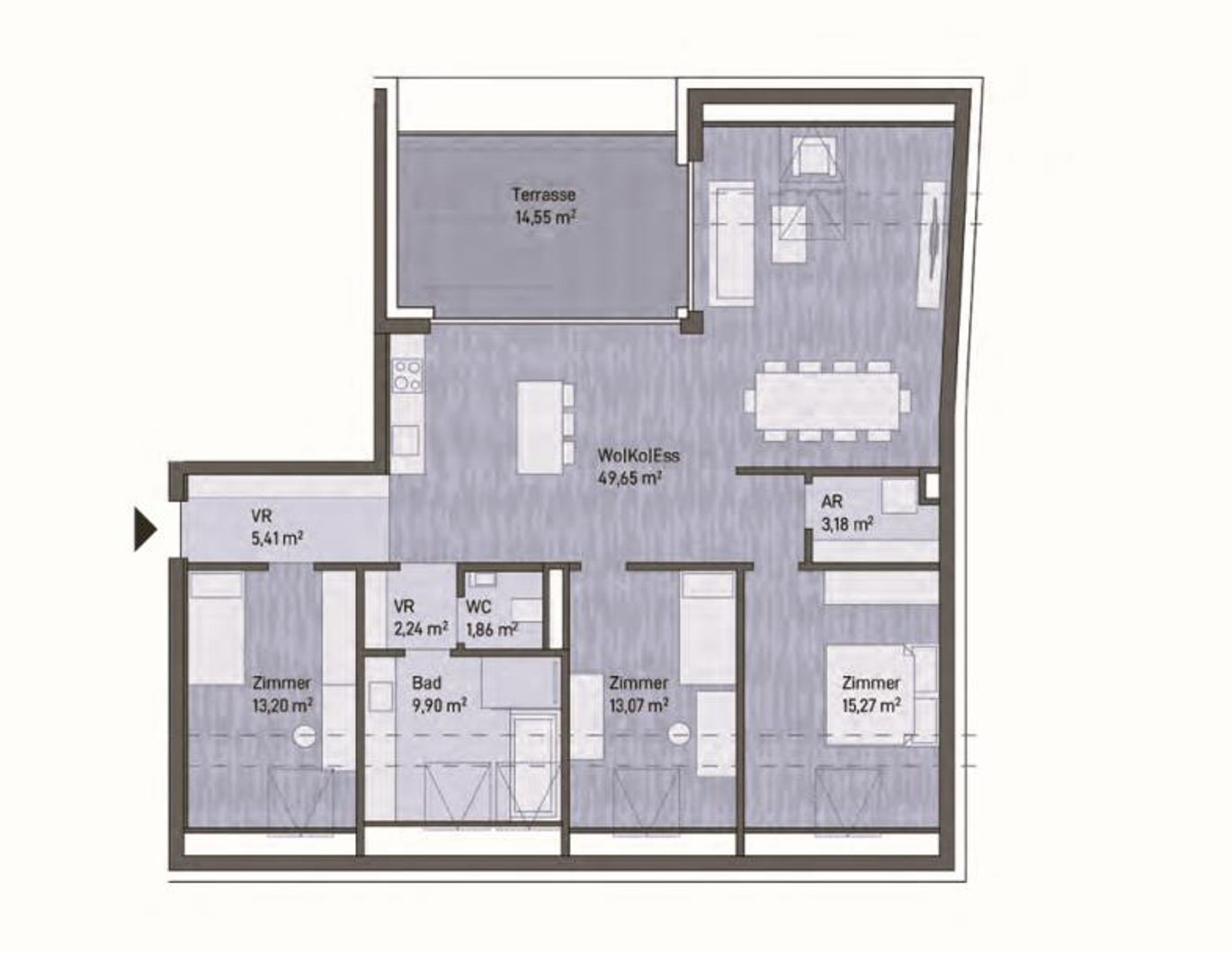 Neubauprojekt: Exklusive Penthouse-Eigentumswohnung (113m²) mit Terrasse in Graz, Gries!