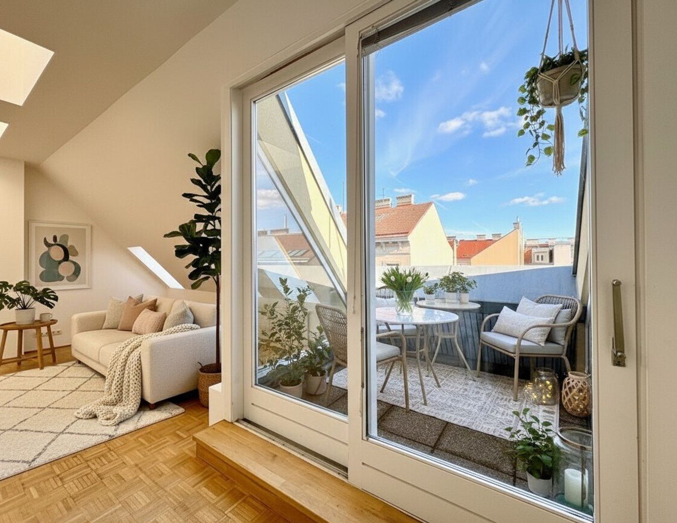 ZAUBERHAFTE DG-WOHNUNG MIT OST-TERRASSE UND KLIMAANLAGE AB 15.3.