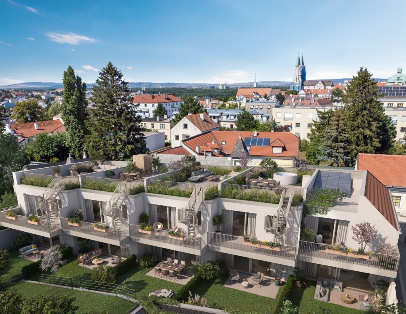 ERSTBEZUG TOWNHOUSE IM ZENTRUM | Südwestseitiger Eigengarten und Dachgarten | Sole-Wasser-Wärmepumpe | 2 TG-Stellplätze