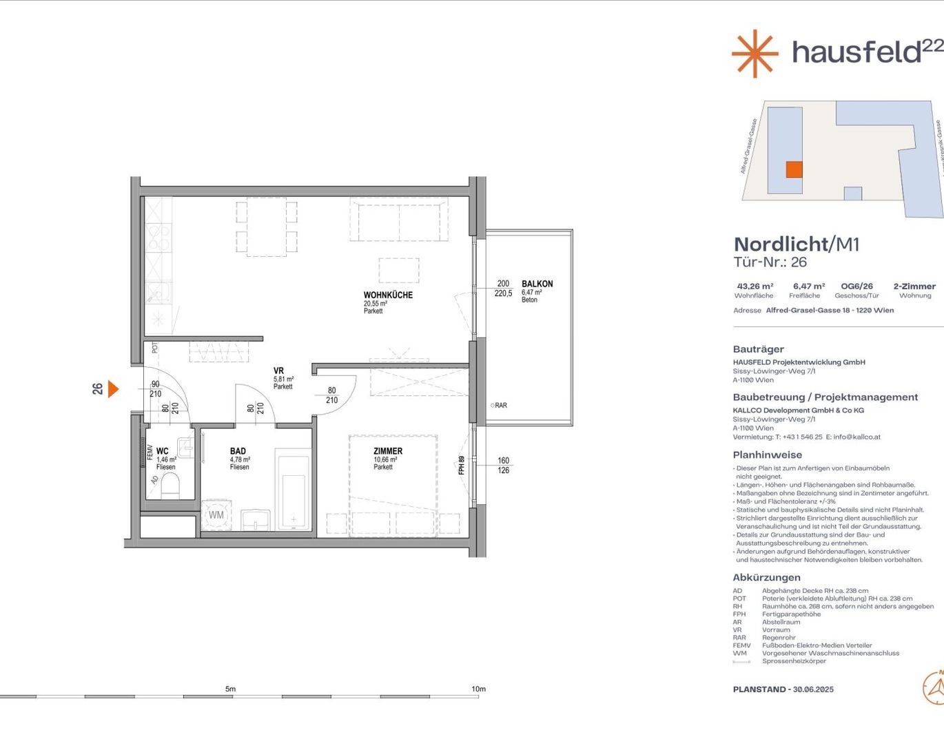 Unbefristete Neubau-Mietwohnung im Oberen Hausfeld | Termin online buchen: www.hausfeld22.at/nordlicht