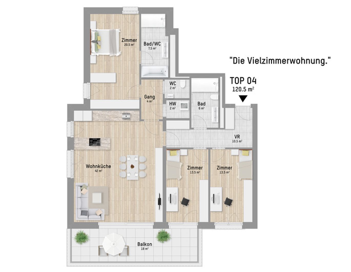 Sonnige Aussichten. Eleganter 4-Zimmer Eigentum mit Süd-Balkon. 290m von der Alten Donau entfernt