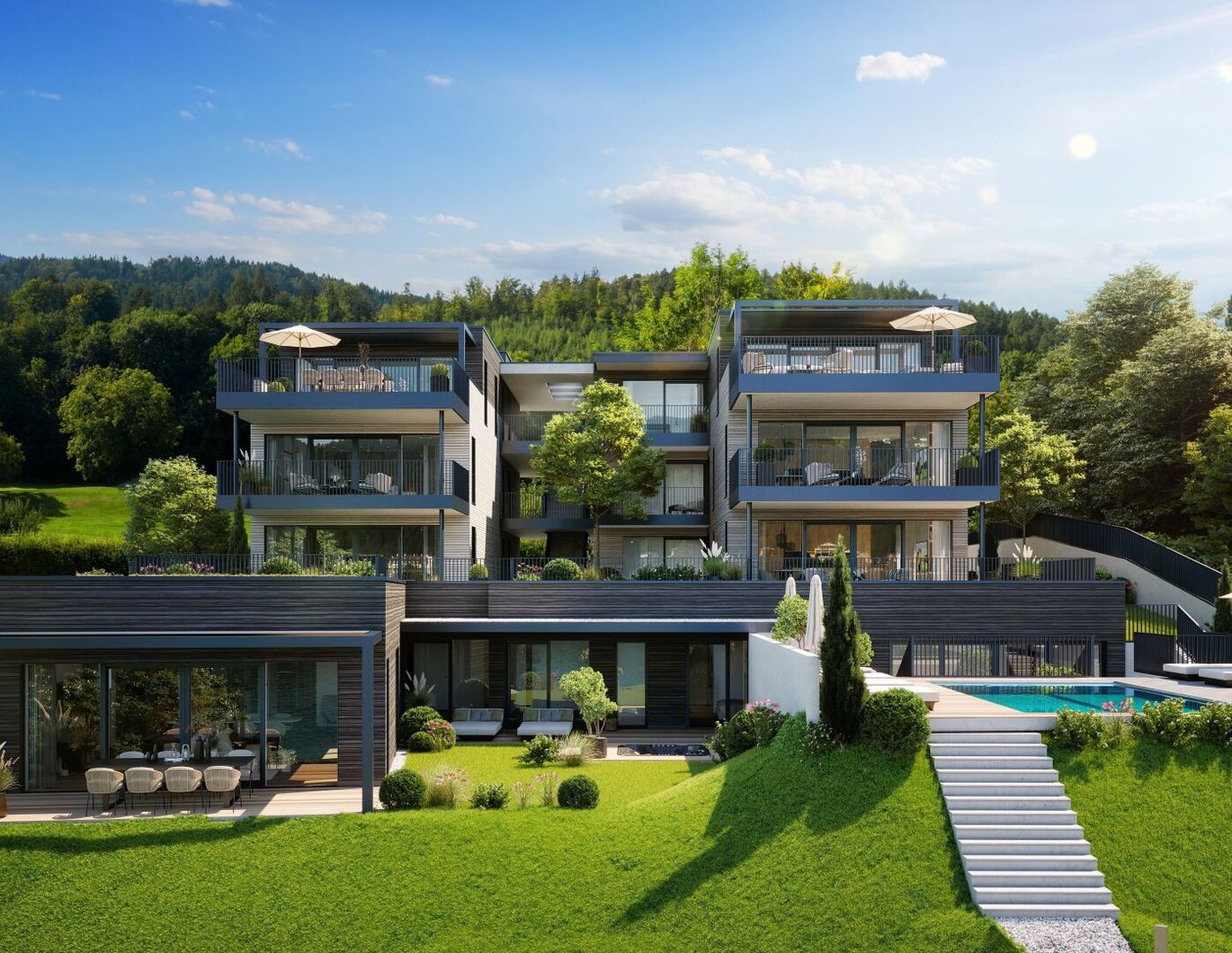 Luxus-Gartenwohnung direkt am Wörthersee - privater Seezugang mit Marina!!