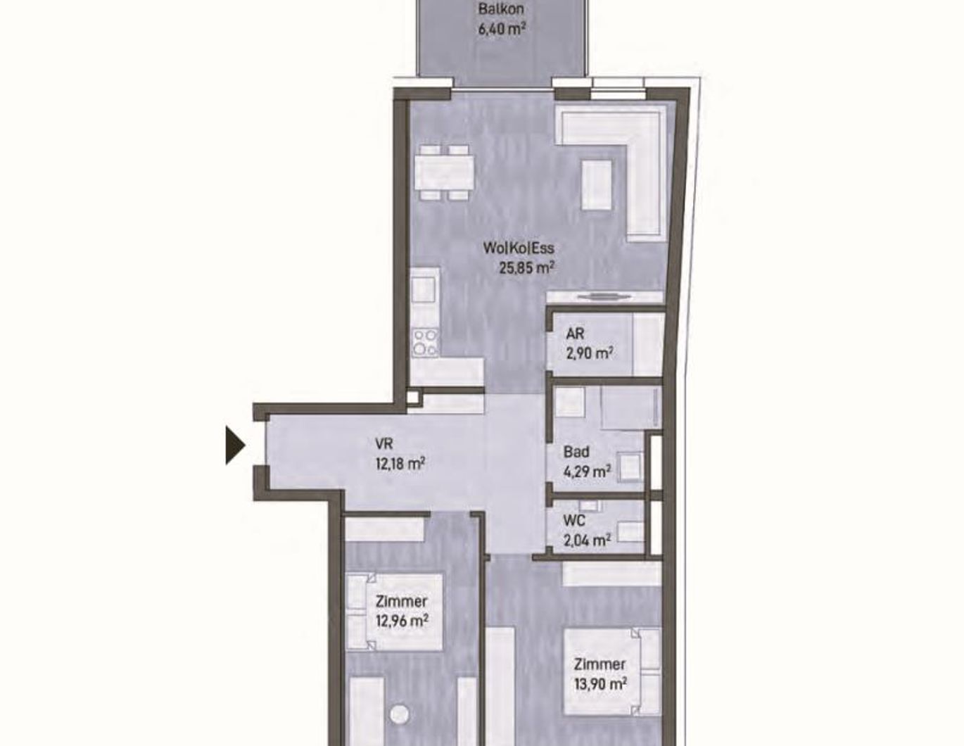 Neubauprojekt: Exklusive Eigentumswohnung (74m²) mit Balkon in Graz, Gries!