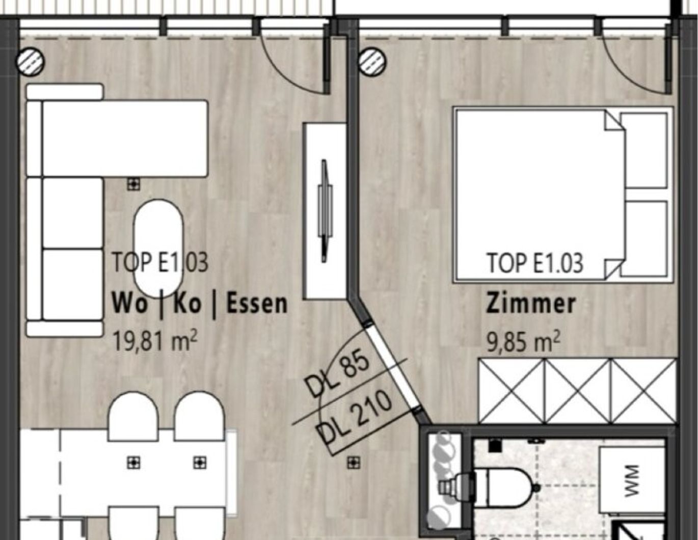 MIETE - Wattens - Top E 1.03 - 2 Zimmer Wohnung mit Balkon