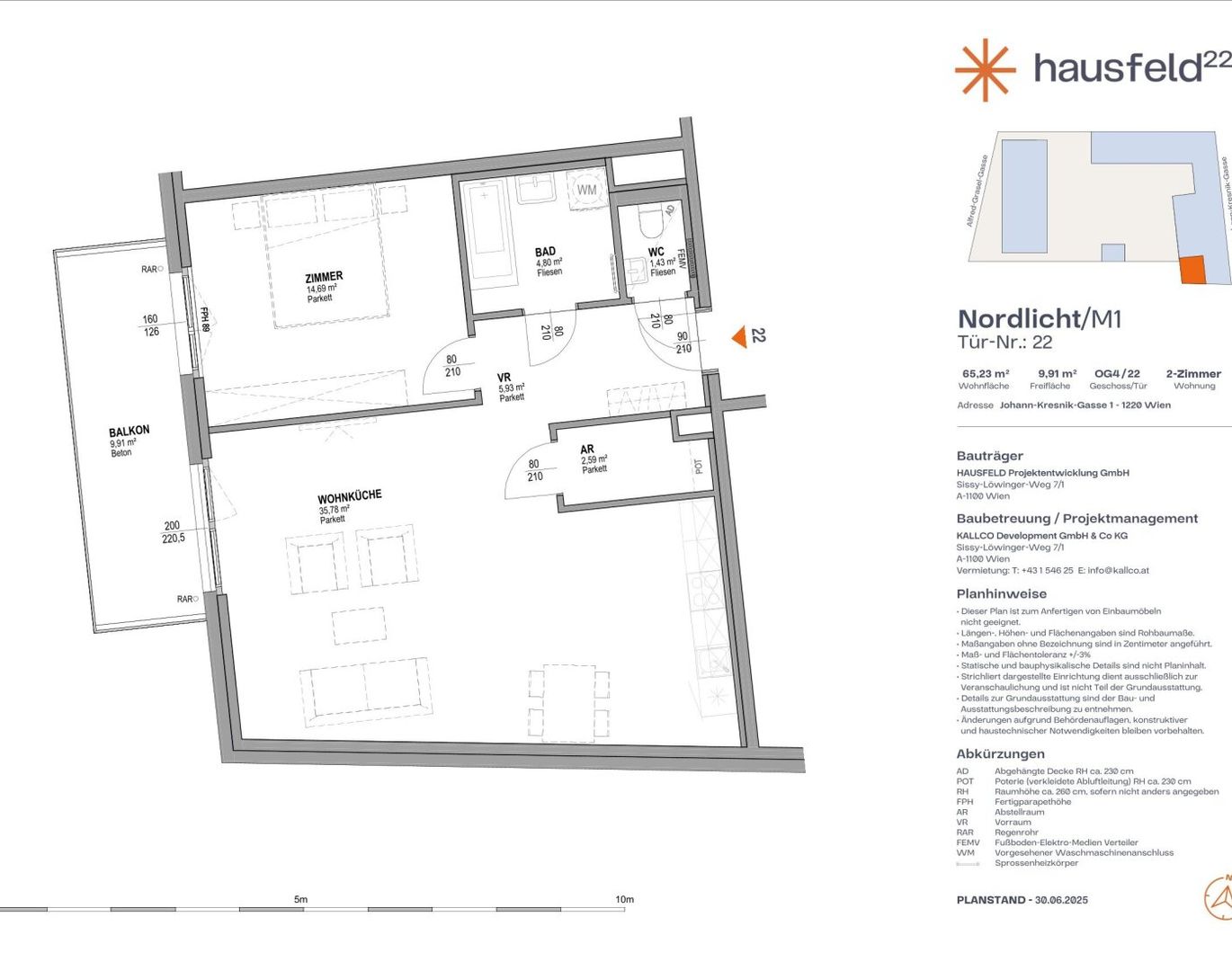Unbefristete Neubau-Mietwohnung im Oberen Hausfeld | Termin online buchen: www.hausfeld22.at/nordlicht